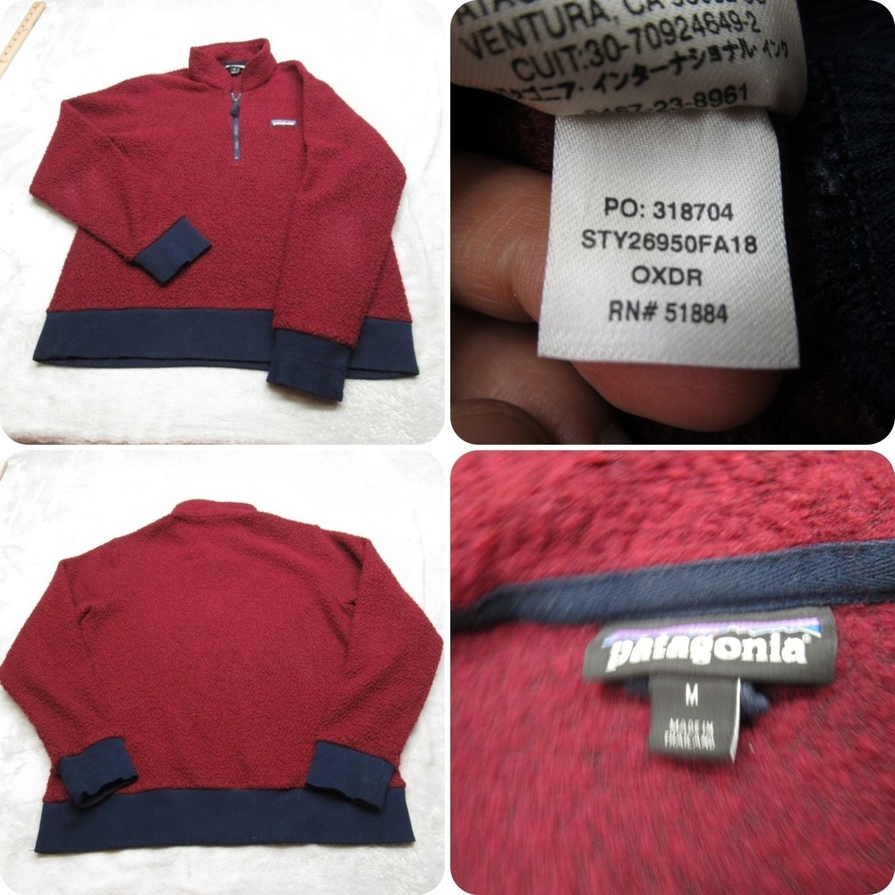 Patagonia Jacket Women Medium Maroon Woolyester Fleece Pullover Wool Blend